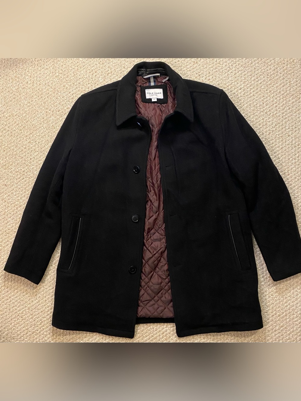 Cole Haan Signatue Mens Large Wool Blend Car Coat Jacket